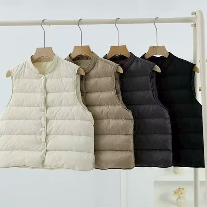 Lightweight Stand-Collar Short Down Vest for Women, 2025 New Autumn/Winter Sleeveless Warm Waistcoat White Duck Down Waistcoat Trendy