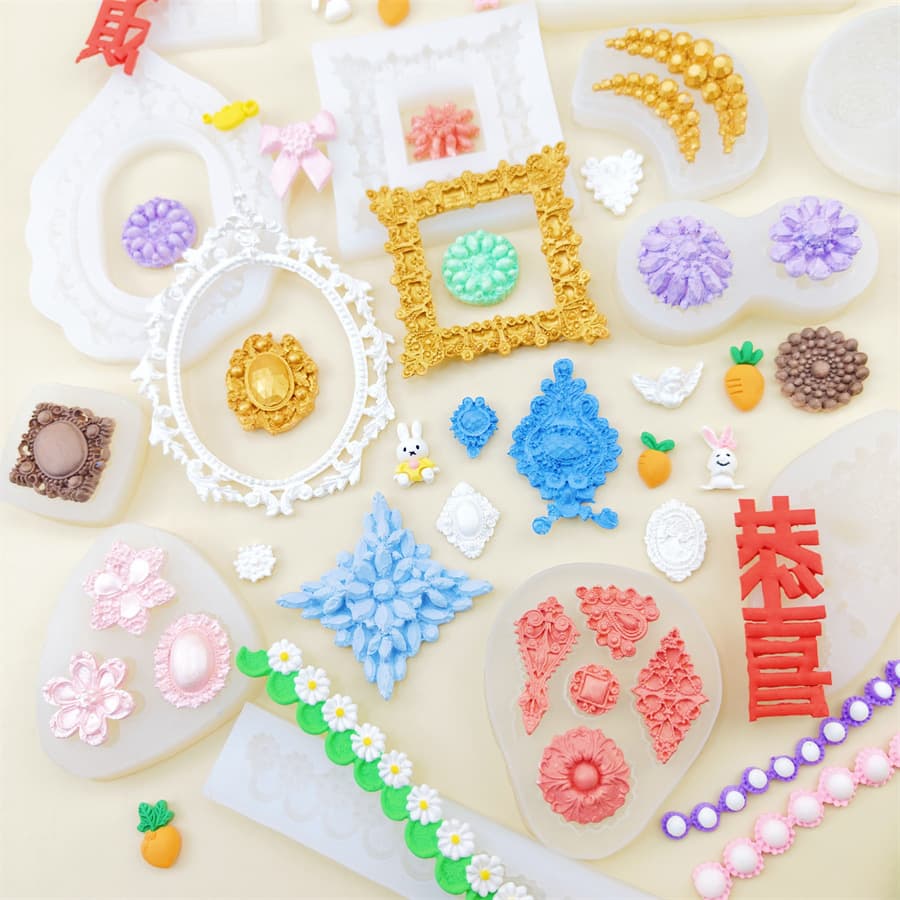 European Vintage Frame Gem Lace Silicone Mold for Fondant Cake Decoration Baking Mold DIY Resin Clay Mold