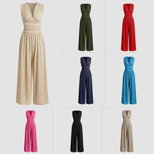 2026 Amazon European and American Cross-Border Eeby New Style Women's Sleeveless Knit Jumpsuit Loose Wide Leg Pants In Stock