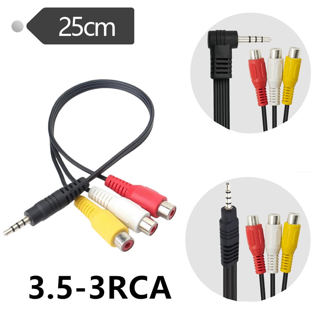 1-to-3 AV Adapter Cable 3.5mm to Component Video Cable Audio Video Adapter Cable DC 3.5mm to 3 RCA Conversion Cable