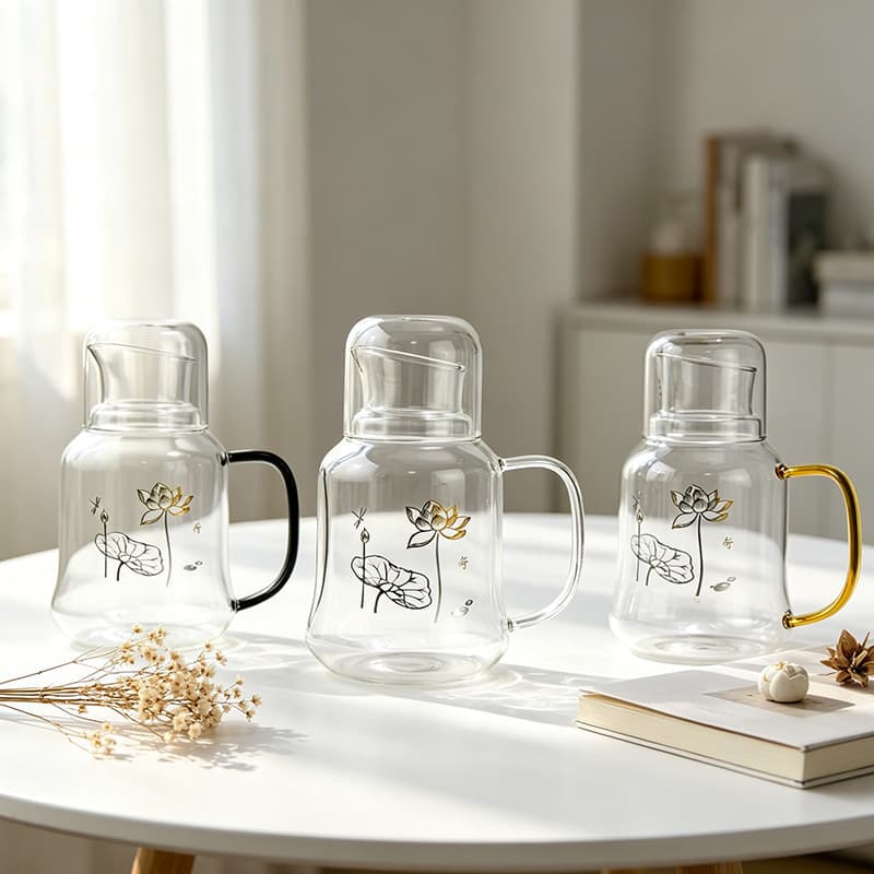 Transparent Lotus Cold Water Pitcher, Large Capacity Household Tea Pitcher, Multi-Purpose Summer Drink Pitcher, Cold Water Jug