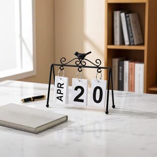 Nordic Style Iron Bird Flip Calendar Creative Desktop Calendar Home Office Simple Decoration