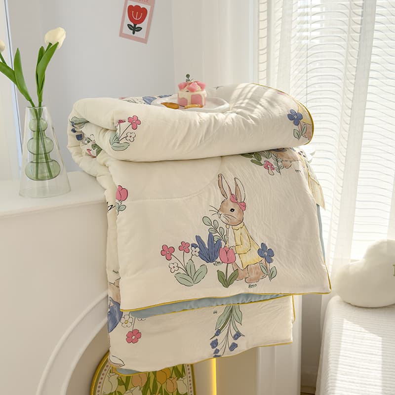 New Washed Double-Layer Gauze Soybean Fiber Summer Quilt, Mother and Baby Grade Air Conditioning Lightweight Duvet, Children's Summer Cooling Quilt Wholesale