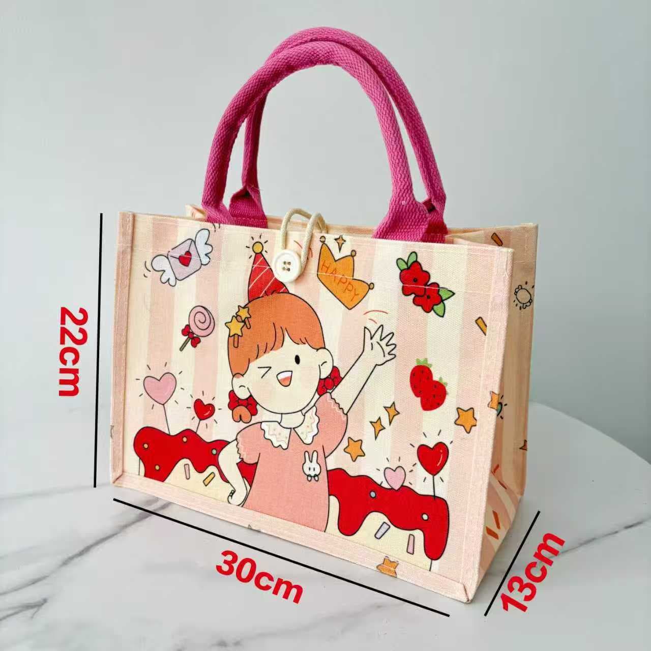 Children's First Birthday Gift Bag Canvas Bag Baby Full Moon Souvenir Birthday Kindergarten Linen Tote Bag