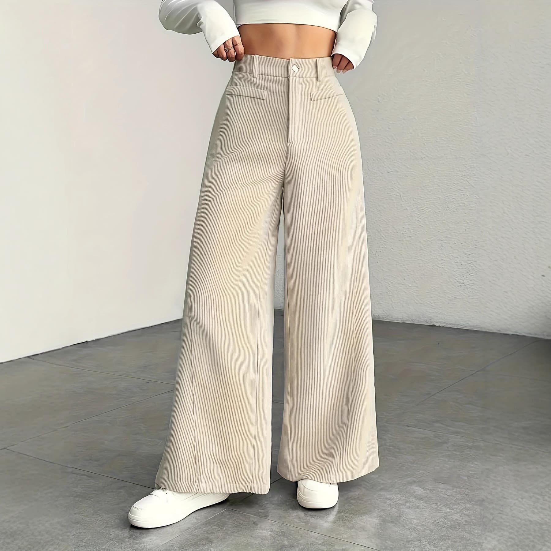 European and American New Fall/Winter Casual High-Waist Wide-Leg Pants Versatile Cargo Trousers In Stock