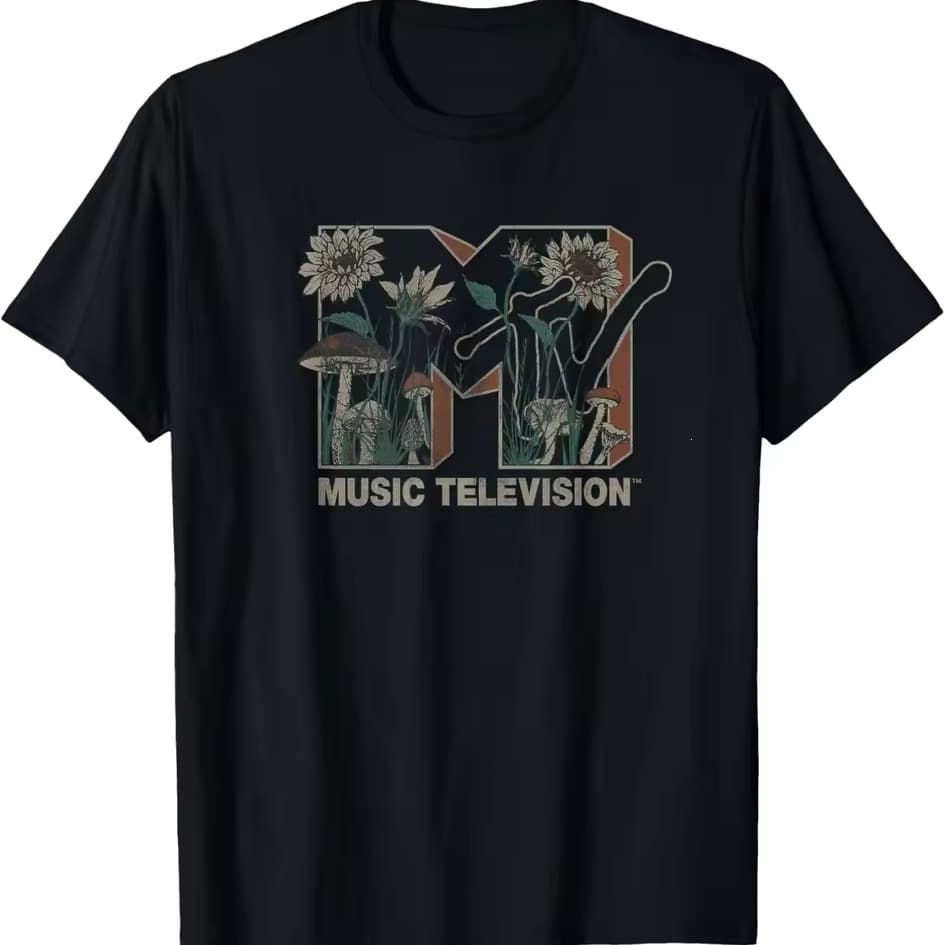 Spring/Summer New Cloud Cotton Solid Color Short Sleeve T-Shirt Crew Neck TV MM T-Shirt Logo Music TV Men's Short Sleeve T-Shirt