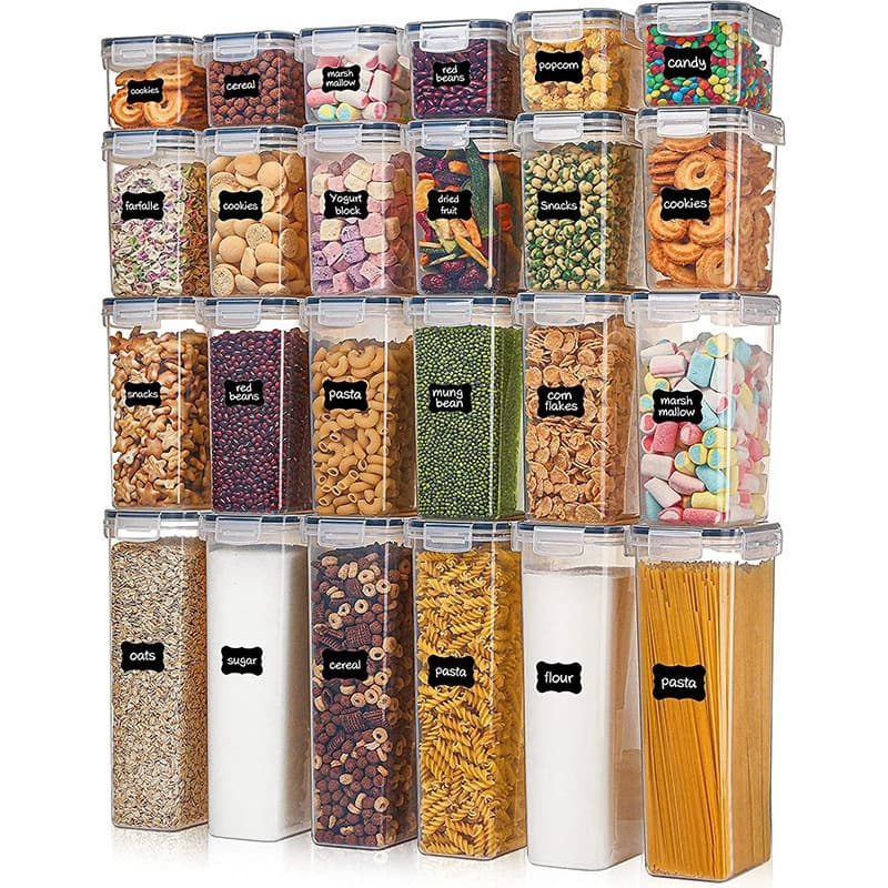 Manufacturer PP 24-Piece Food Storage Container Set, Thickened Sealed Jars for Grains and Cereals, Refrigerator Transparent Storage Organizer Containers