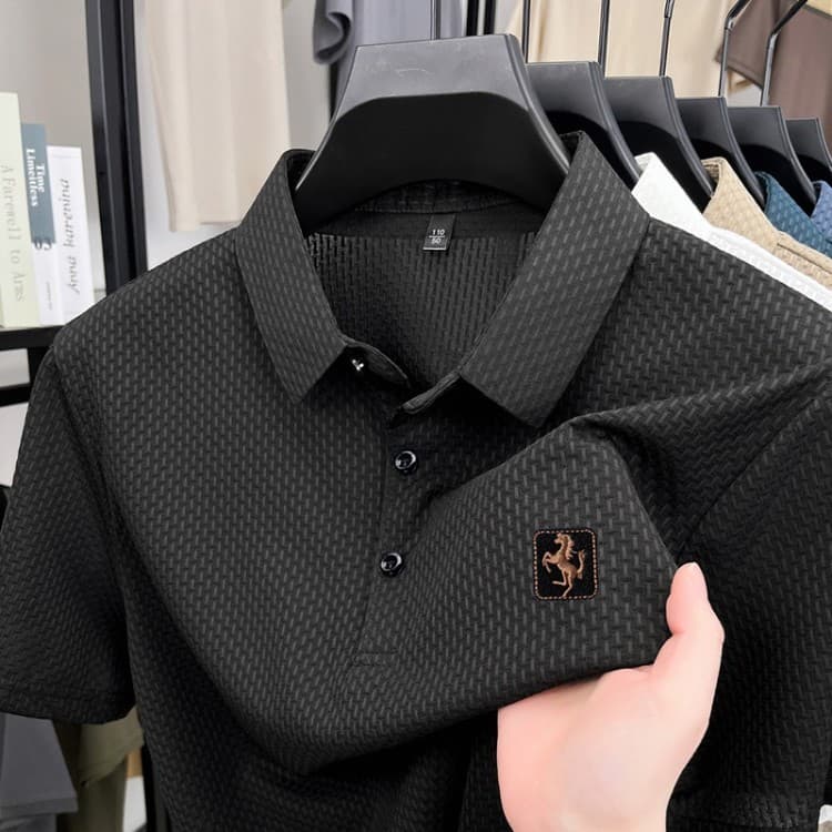 Summer Golf Ice Silk Short Sleeve T-Shirt Men's Collar Polo Shirt Quick-Dry Mesh Solid Cool Breathable Half Sleeve