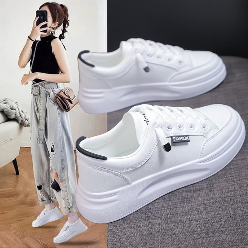 Women's White Shoes 2026 New Spring Trendy Sports Board Shoes Casual White Shoes Versatile Leisure Footwear