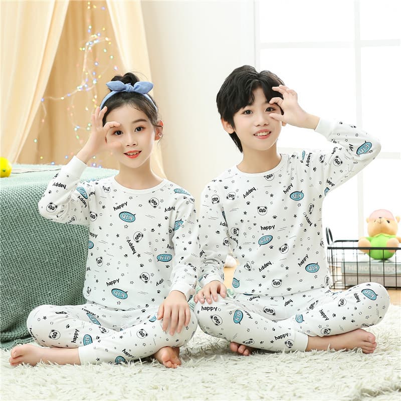 Seamless Kids Thermal Underwear Set 100% Cotton Long Johns Girls Boys Baby Base Layer Pants Cotton Pajama Bottoms