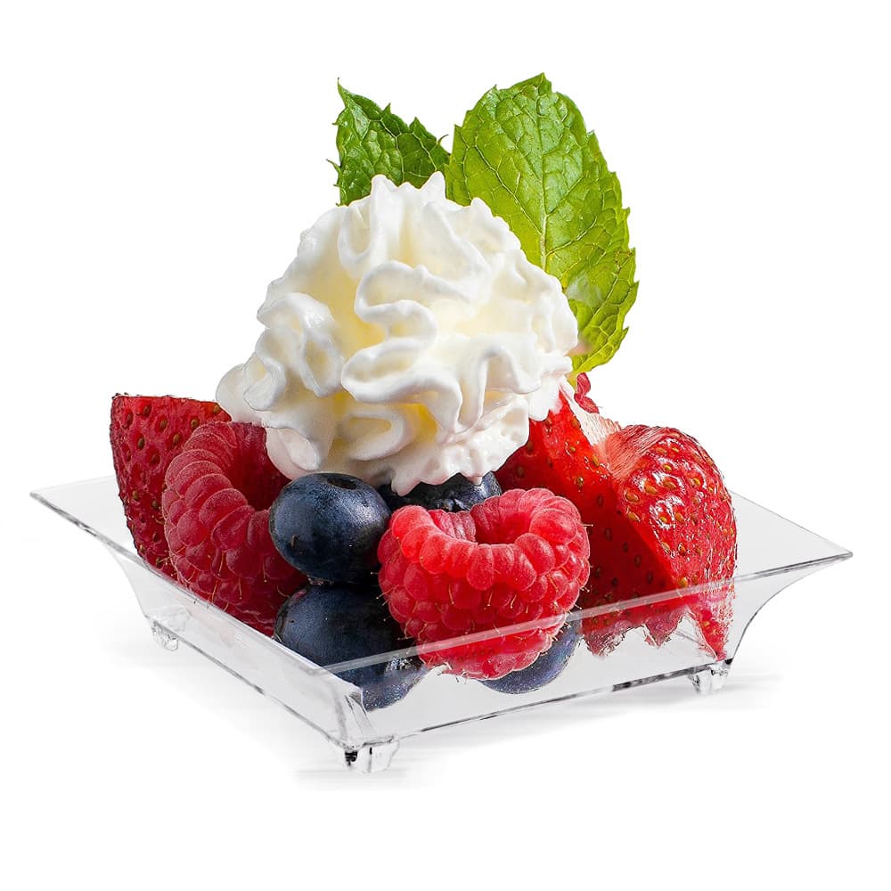 Disposable plastic square sauce dish, 1 ounce mini dessert cup, thickened transparent cake dish, baking dish.