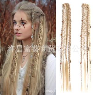 Xuchang Ai Si Braided Hair Extensions, 16 Inch Bohemian Long Braid Clip, Handmade Synthetic Braided Hair Piece