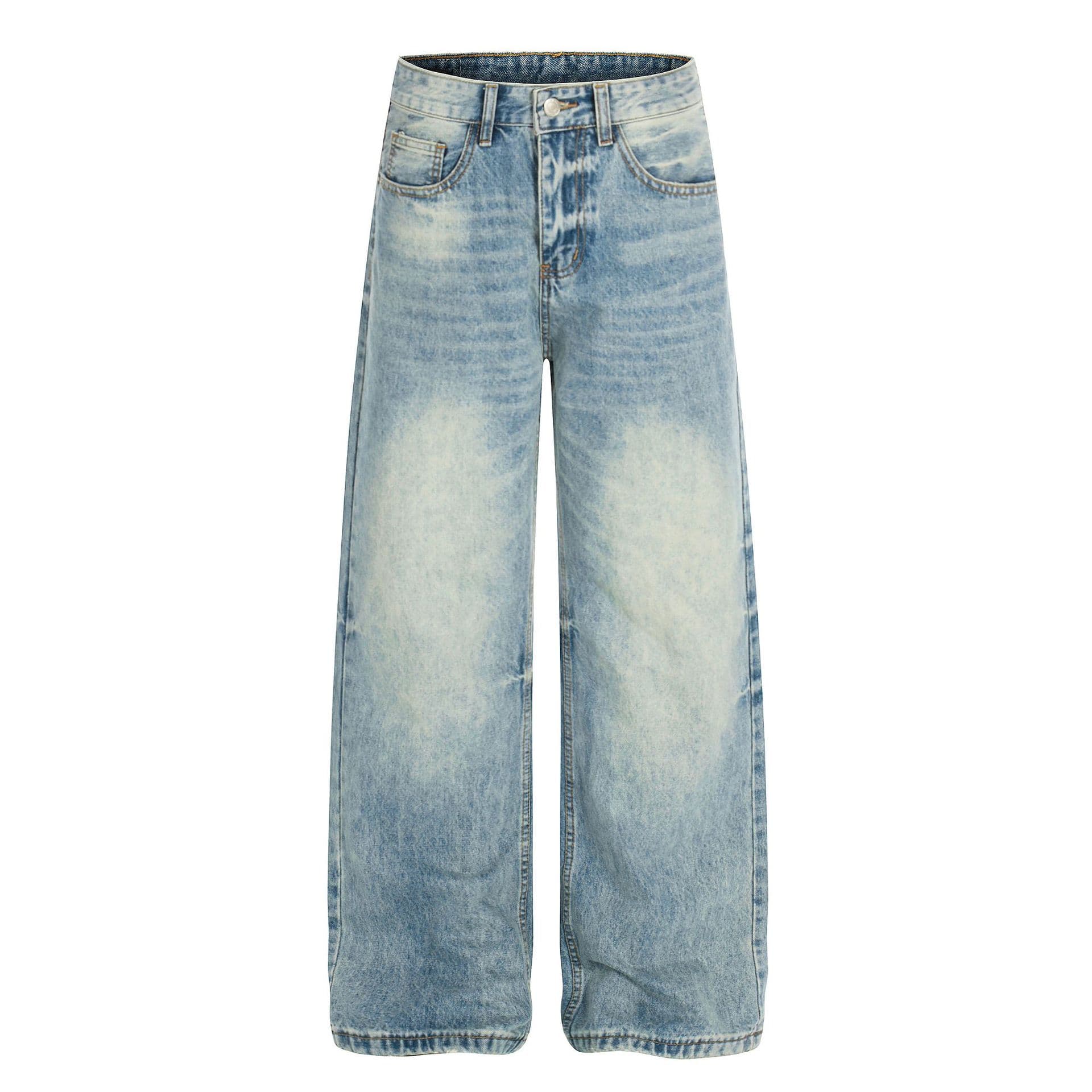 G6927 American High Street Unisex Premium Vintage Cat Whisker Design Men's Loose Slightly Curved Knife Jeans