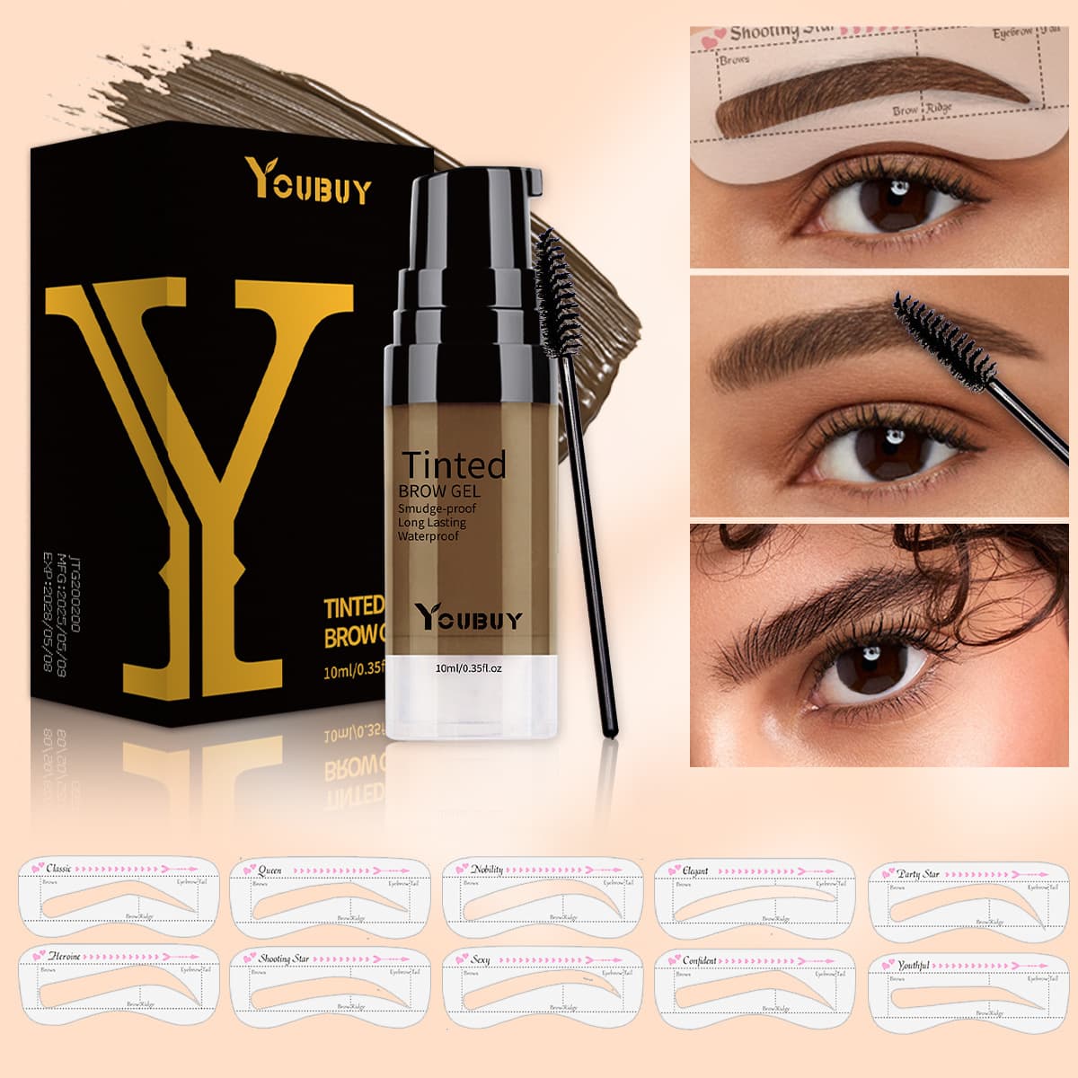 YOUBUY Light Brown Tinted Eyebrow Gel - Easy Application for Natural, Defined Brows - Create a Personalized Eyebrow Look