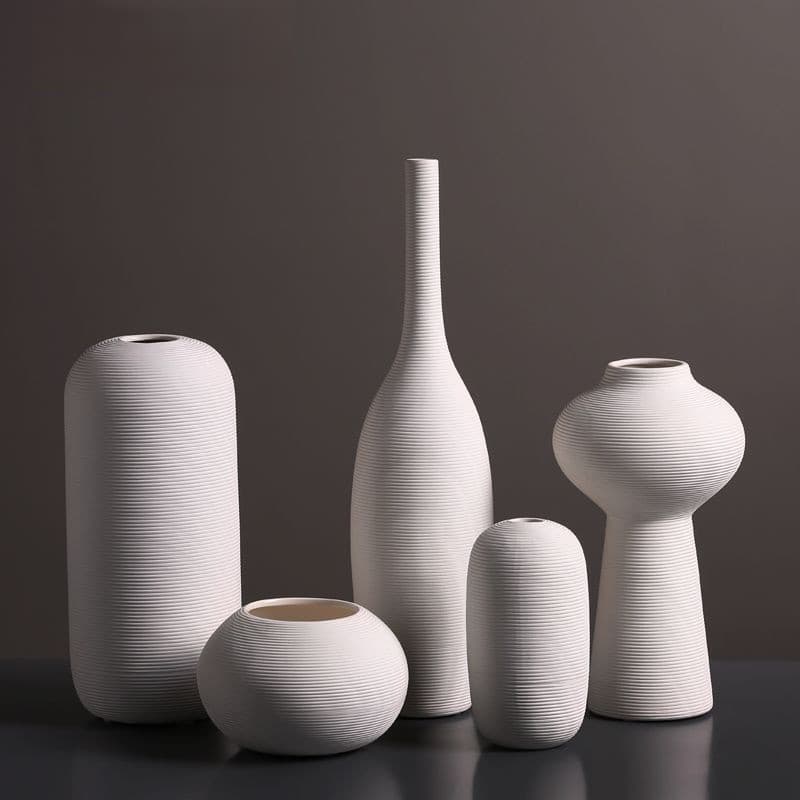 INS Nordic Minimalist White Ceramic Vase Decoration, Living Room Table Soft Decor Art Dried Flower Arrangement Ornament