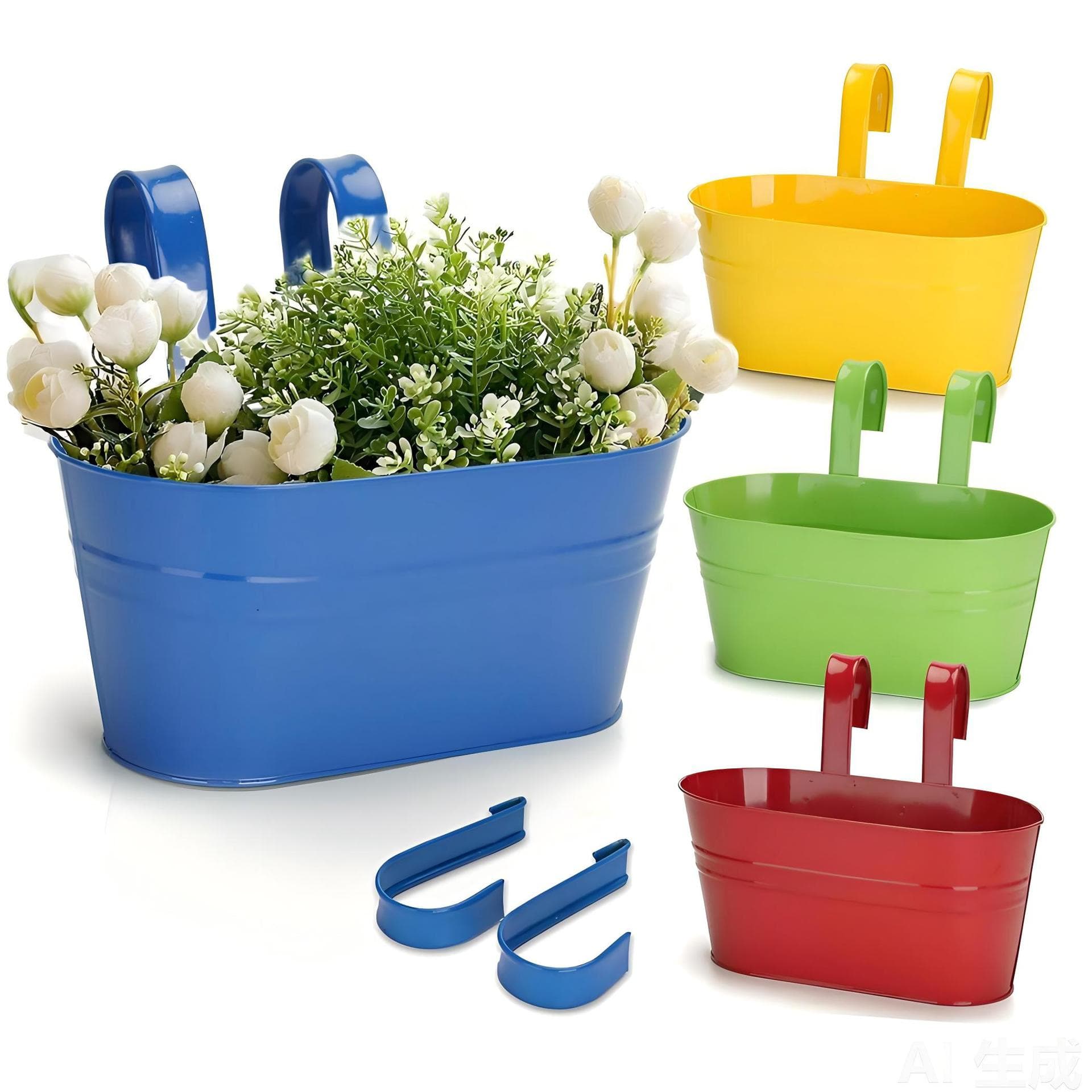 Removable Hanging Oval Iron Planter for Outdoor Garden Fence Metal Flower Pot Cross-Border Factory