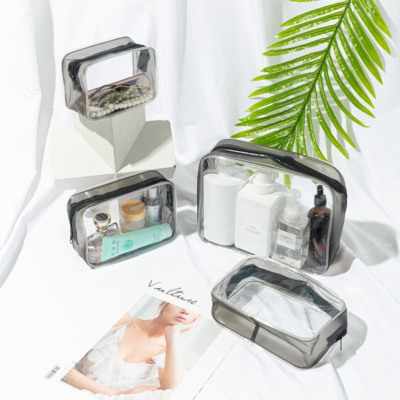 Transparent PVC Cosmetic Bag Portable Travel Toiletry Bag Multifunctional Large Capacity Storage Bag Waterproof Custom Logo