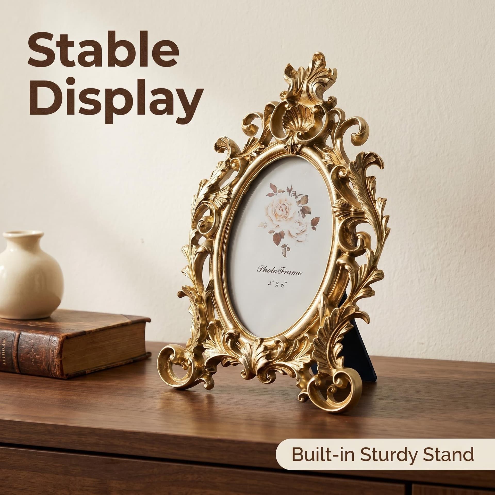 Cross-border Hot Selling French Vintage Carved Photo Frame, Luxury Gold Palace Style 6-inch Desktop Picture Frame Decoration