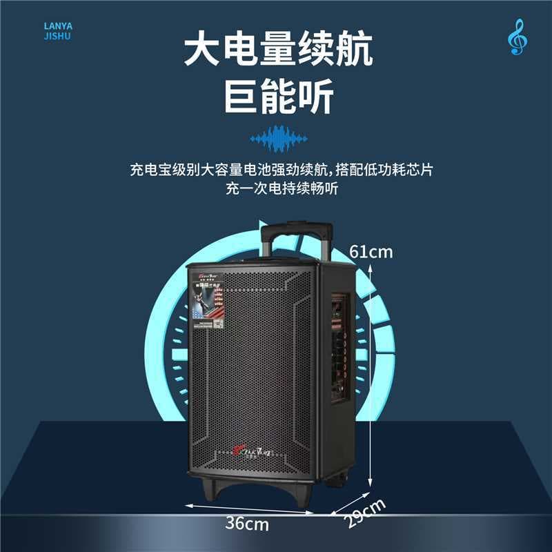 E12 Bluetooth Speaker High Power Trolley Speaker Outdoor Portable Trolley Bluetooth Karaoke Speaker Wholesale
