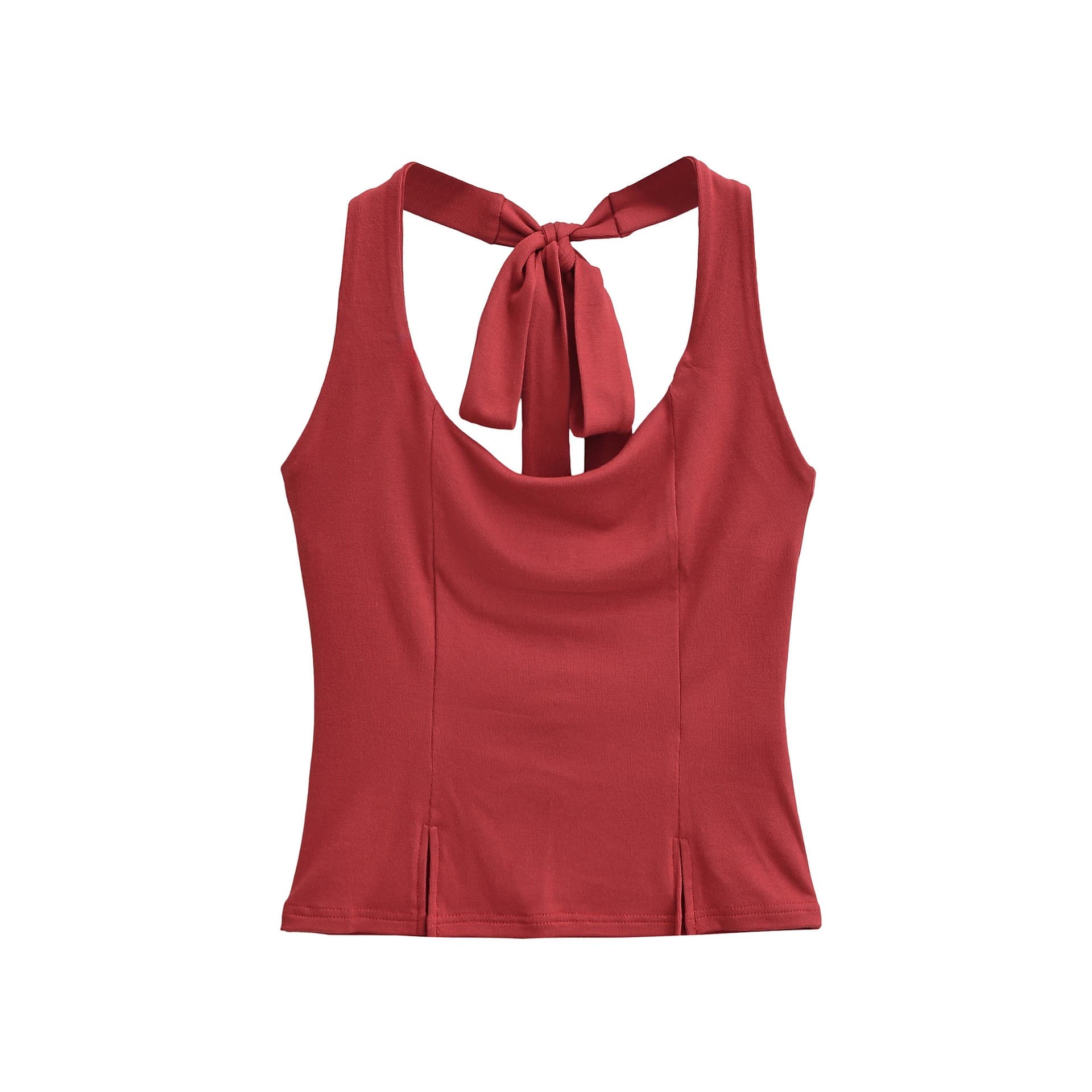 Sexy Halter Neck Strap Side Slit Vest Top for Women Summer Going Out Backless Fitted Crop Top