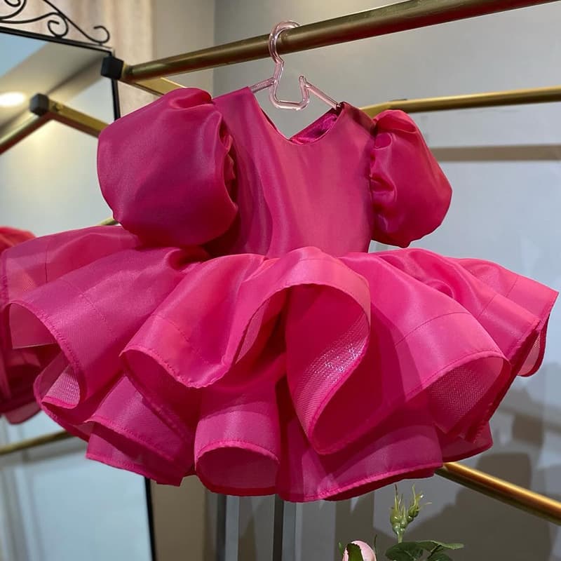 Princess Dress 2025 Style Puffy Sleeve Birthday Girl Baby Dress Cute Butterfly Knot Summer Winter Spring Autumn Seasonal Dress