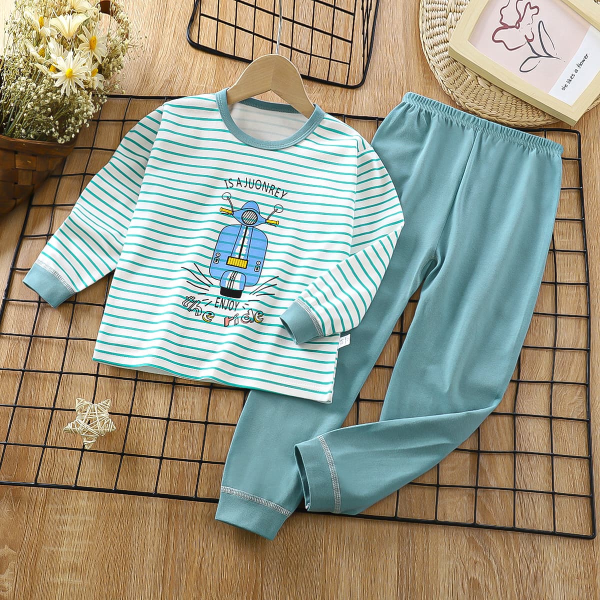 Children's Autumn Homewear Wholesale New Kids' Cotton Underwear Set Baby Autumn Top and Pants Infant Pajamas