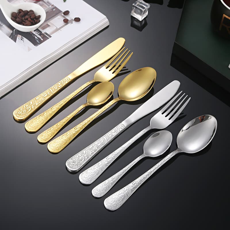 1010 Phoenix Flower Stainless Steel Cutlery Set Amazon Western Restaurant Steak Knife Embossed Vintage Creative Knife Fork Spoon