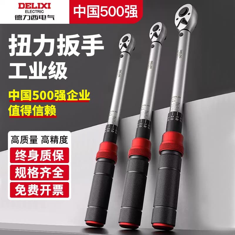 Delixi Electric high-precision torque wrench with preset double-sided ratchet, 72 teeth adjustable kilogram torque.