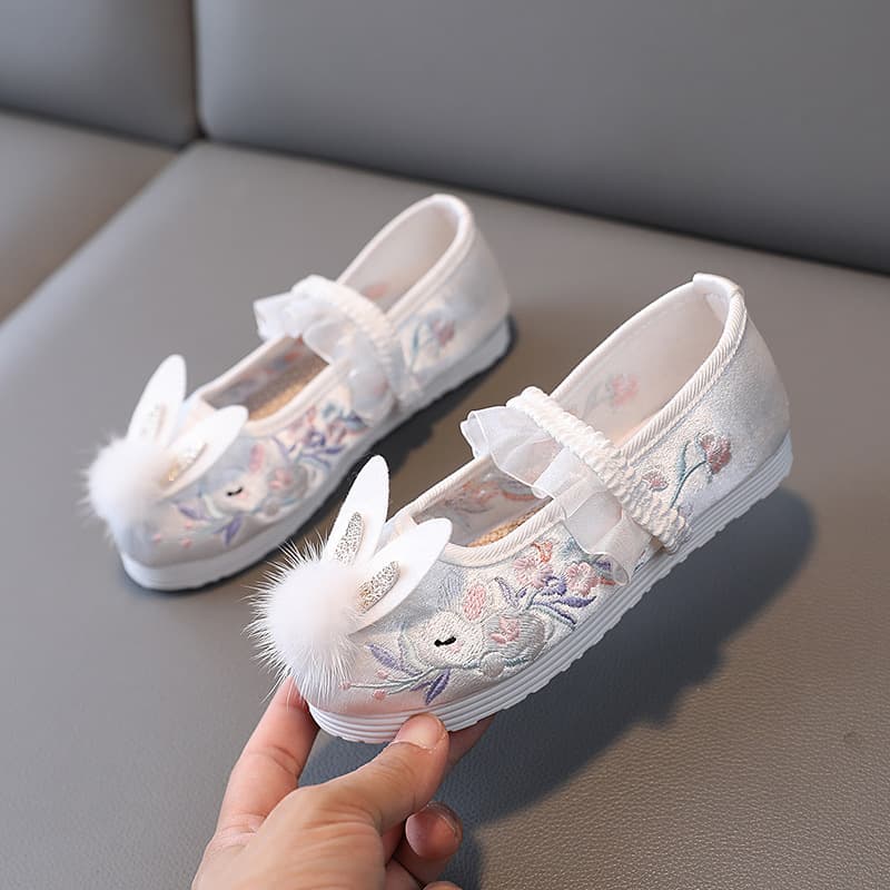 【Little Sleepy Rabbit】Chinese-style Children's Hanfu Shoes Embroidered Shoes Baby Handmade Cloth Shoes Ancient Costume Girls' Dance Shoes