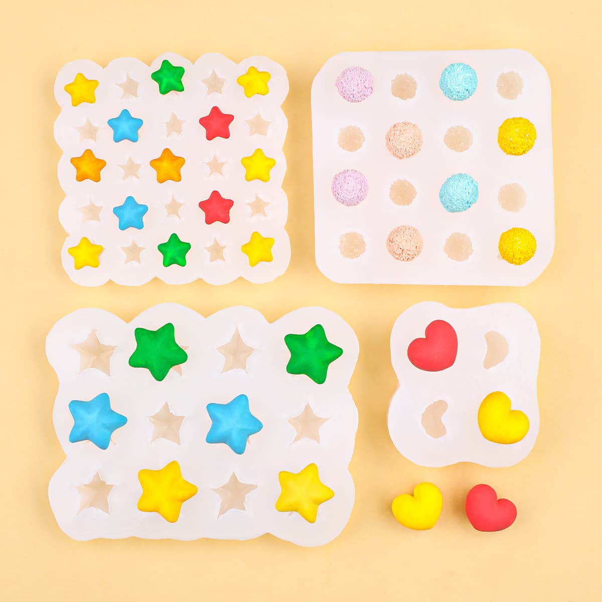 Pom-pom Star Heart Silicone Mold for DIY Resin Clay Wax Seal Chocolate Fondant Candy Mold