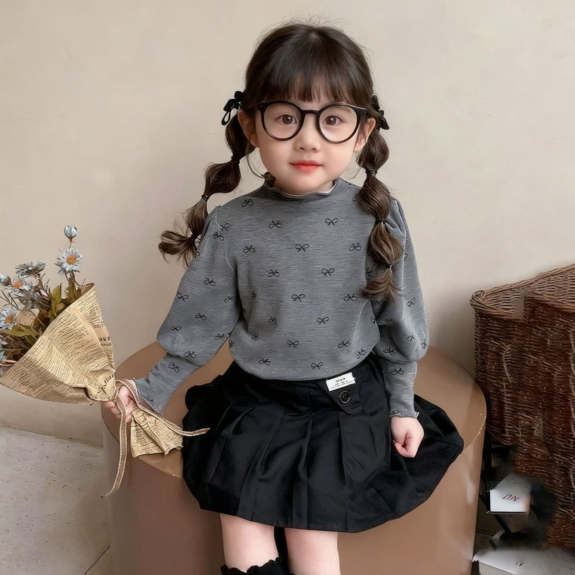 Girls' 2025 New Style High Neck Base Layer Top, Autumn/Winter Kids' Long Sleeve T-Shirt, Warm Winter Inner Wear for Baby Girls, Fashionable