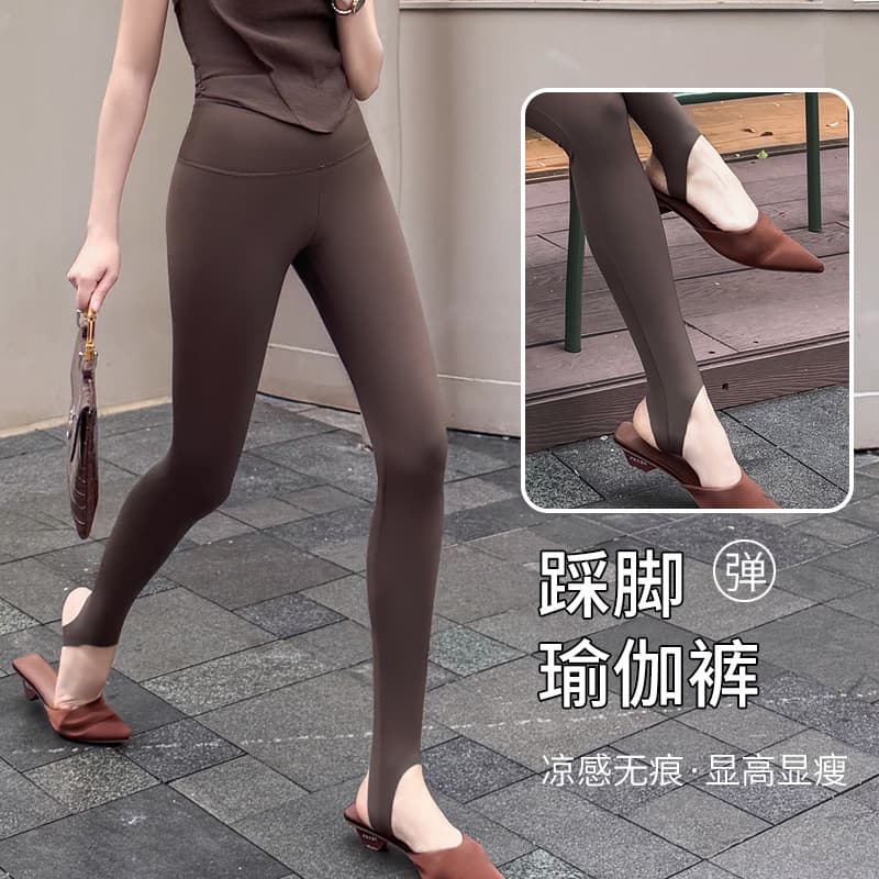 High-Waist Fashion Stirrup Yoga Pants Summer Thin Leg-Slimming Seamless Leggings Women Tummy-Control Butt-Lifting Tight Pants