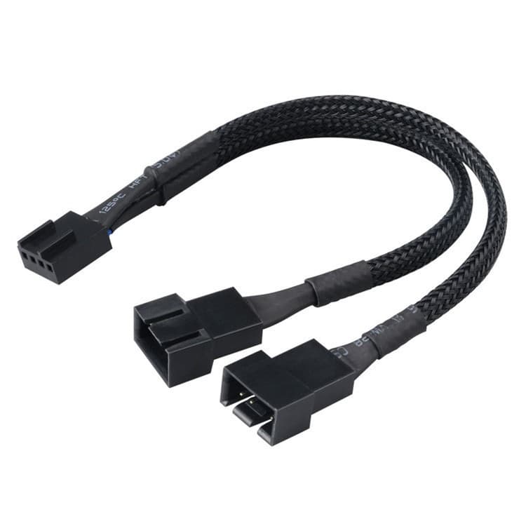 Motherboard 4-Pin 1-to-2 Extension Cable, 4Pin 1-to-2 Adapter Cable, Chassis Fan PWM Temperature Control Extension Cable