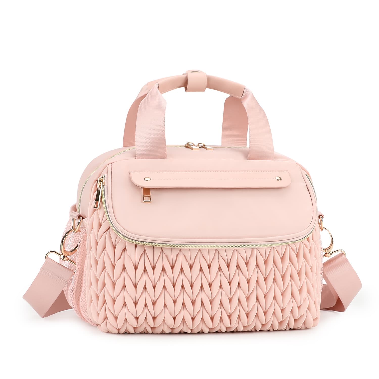 New Quilted Embroidered Diaper Bag Baby Stroller Bag Outing Handbag Crossbody Hospital Bag Large Capacity Multifunctional Mom and Baby Bag