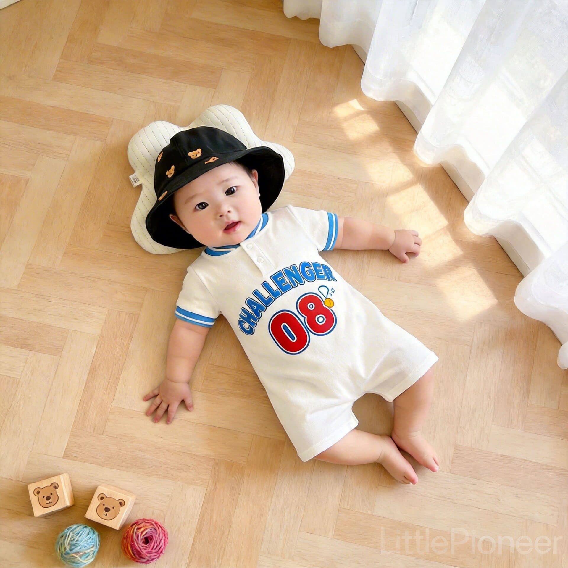 Newborn Baby Summer Clothes Short Sleeve Bodysuit for Boys Thin Outfit for 1-Month 100-Day Outing