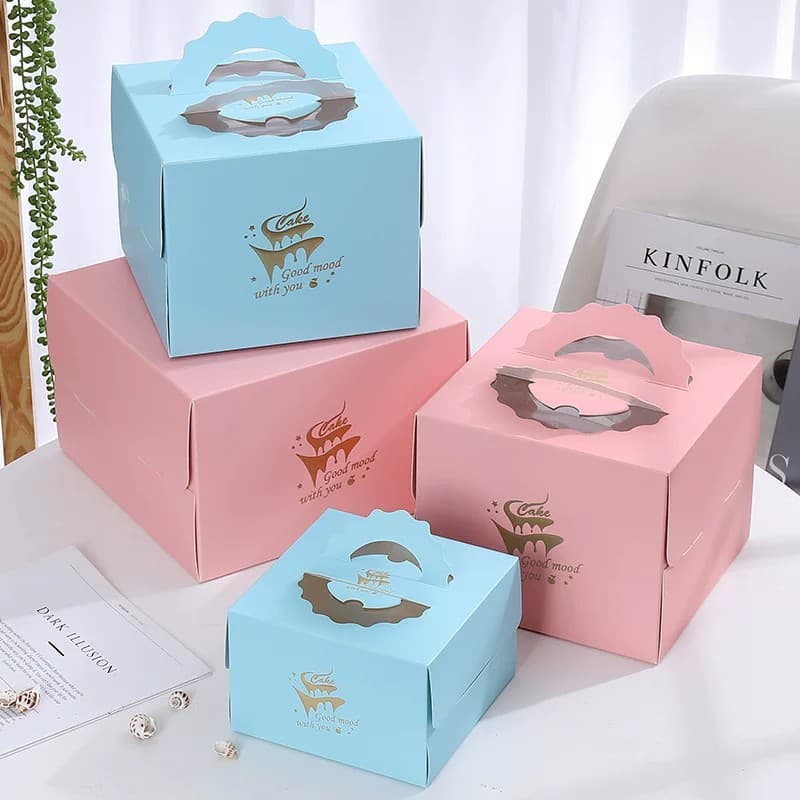 4 6 8 10 Inch Portable Birthday Cake Box Basque Cake Packaging Box Dessert Mousse Takeout Box