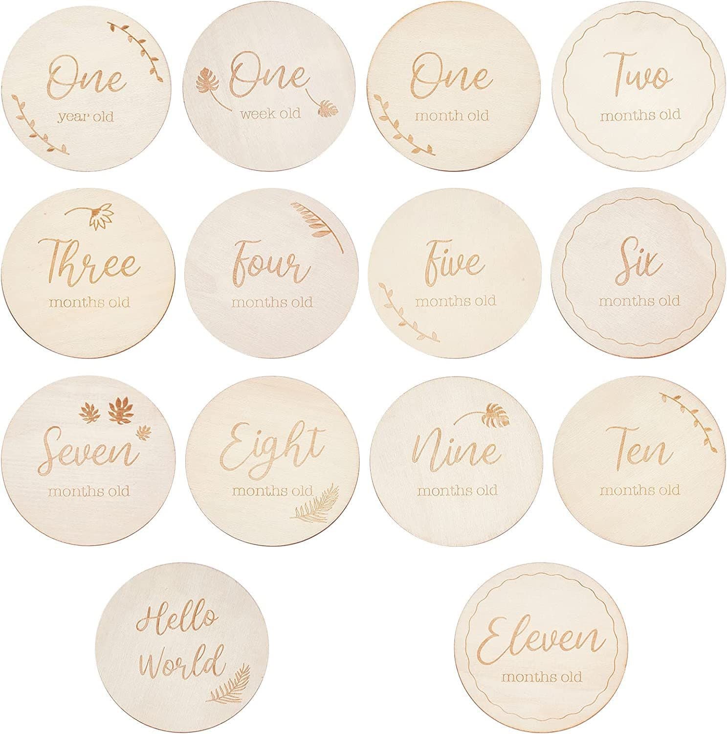 In Stock Wooden Baby Growth Milestone Cards Monthly Memory Album Newborn Days Photography Props