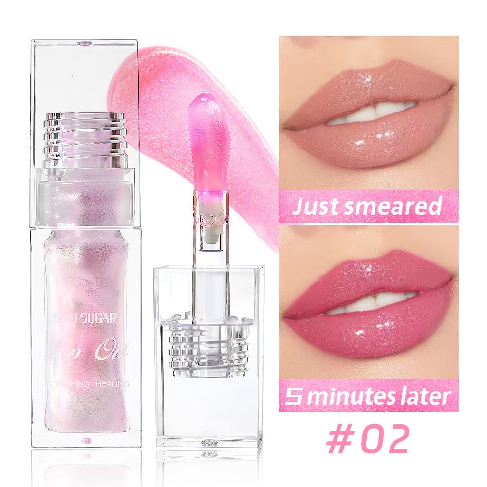 Cross-border SAM SUGAR Color Changing Lip Oil Pearl Lip Oil Moisturizing Nourishing Tinted Lip Gloss