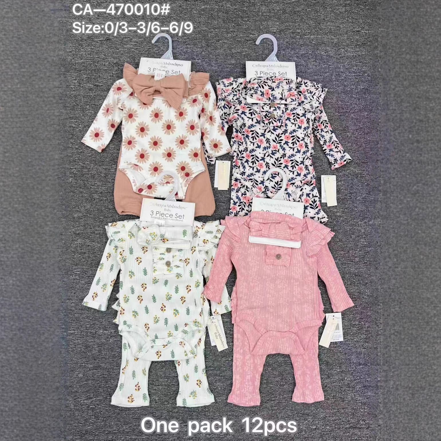 Cross-Best Selling Baby Girl Bodysuit 4PCS Set Infant Long-Sleeve Romper + Pants + Headband Pullover