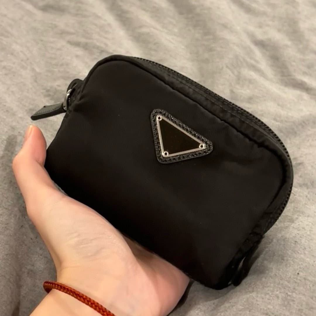Mini Decorative Nylon Makeup Bag Keychain Coin Purse Waterproof Urban Simple Style Pure Color Pattern Daily Match Ultra-light