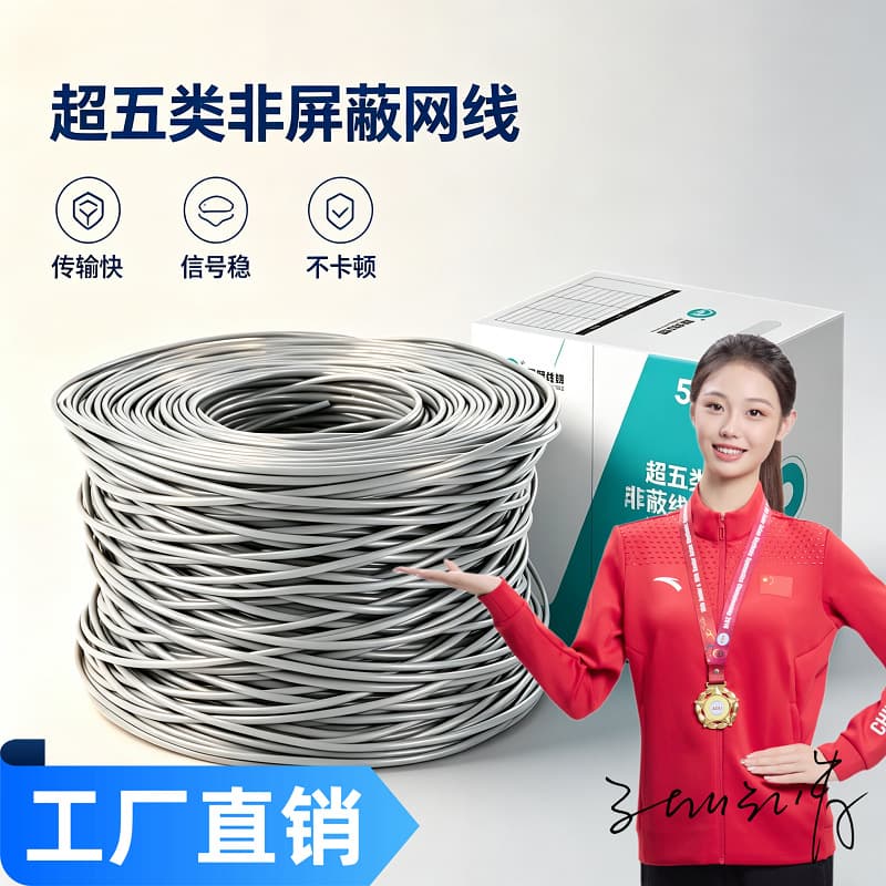 Category 5e oxygen-free copper network cable national standard engineering POE monitoring special twisted pair unshielded network cable 305 meters