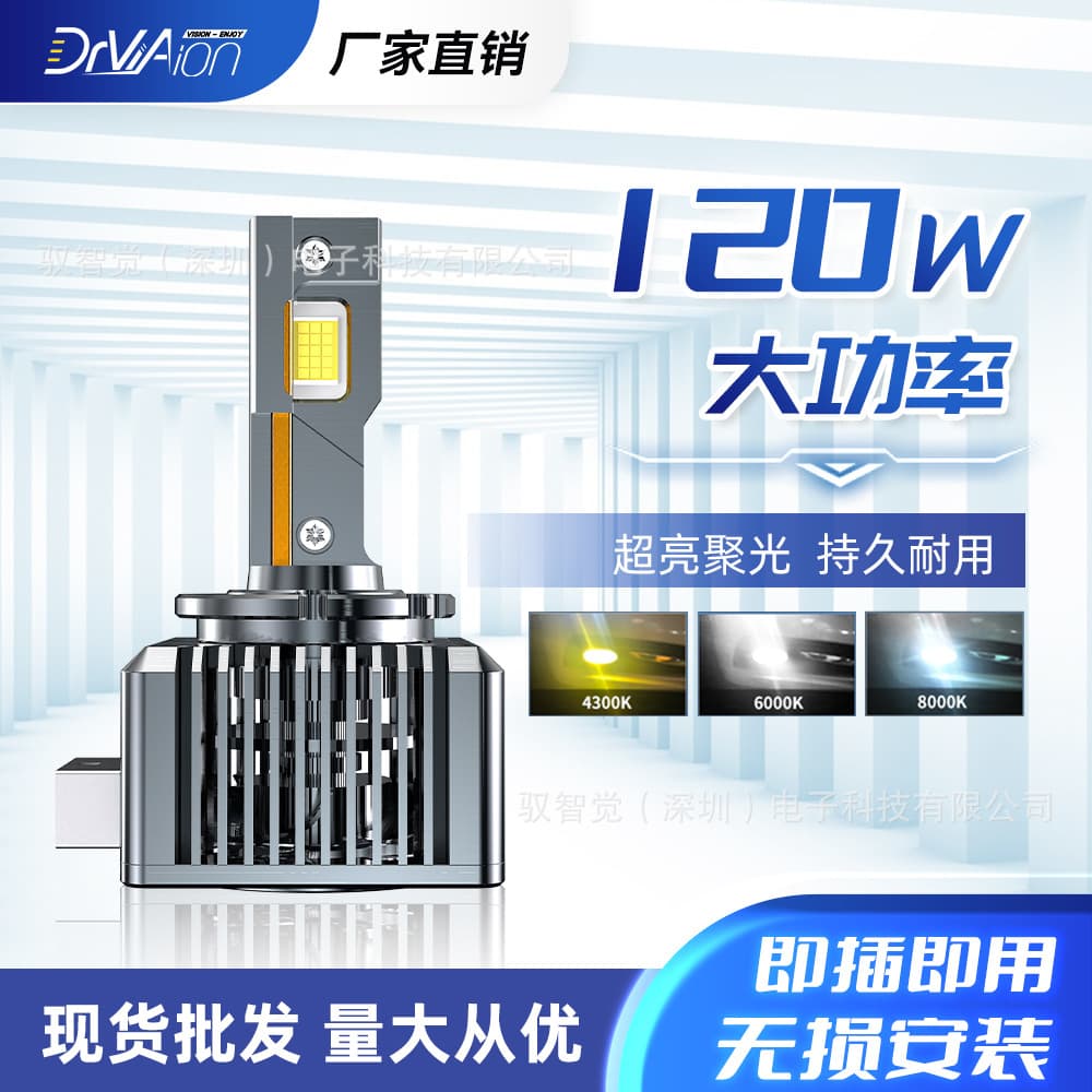 Factory Direct High Brightness D Series Car LED Headlight D1S D2S D3S D4S Dual Copper Tube High Power Auto Light Modification