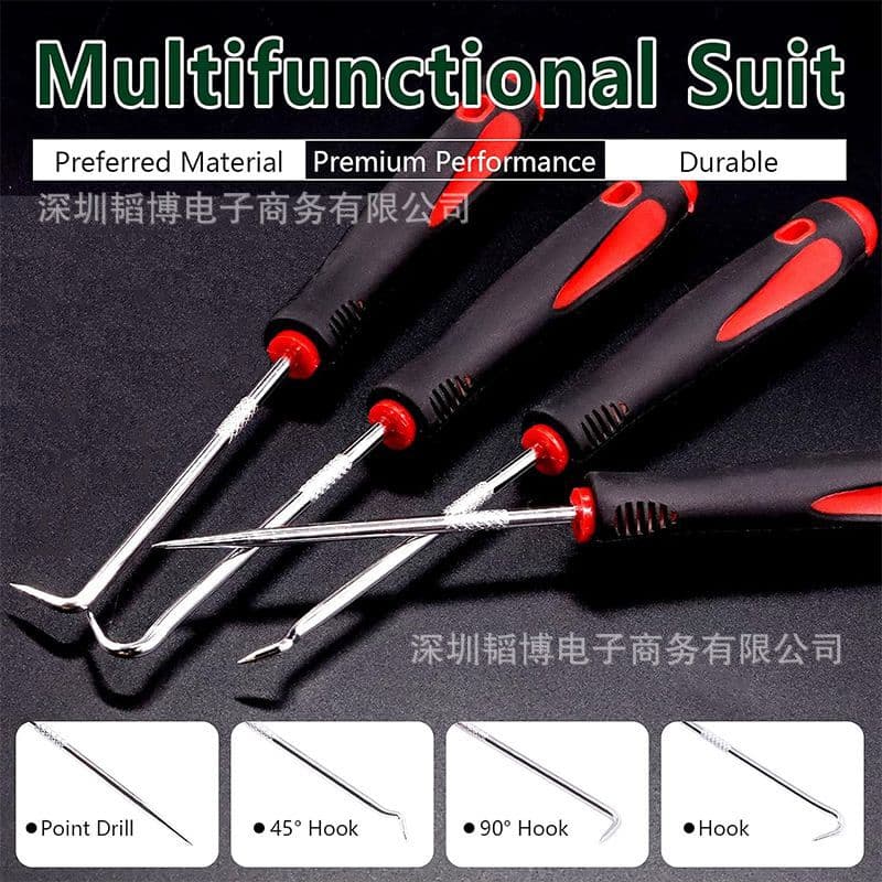 Oil seal screwdriver 4-piece set, pull hook, screwdriver, puller, tire cleaning, stone removal, auto repair tools