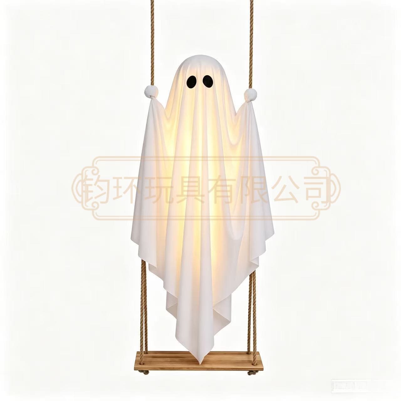 Foreign trade new large Halloween swing hanging ghost hanging swing white ghost luminous hanging decoration outdoor door and courtyard decoration
