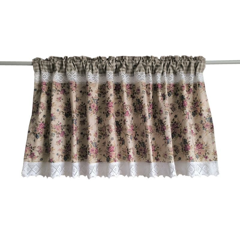 French floral short curtain door curtain kitchen bedroom half curtain punch-free block curtain pastoral style curtain soft partition B1