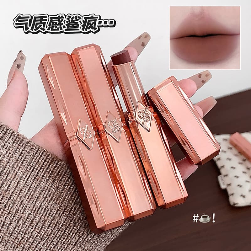 Bily Bear Soft Mist Thousand Gold Tube Lipstick Silky Matte Low Saturation Nude Color Whitening Affordable Lipstick