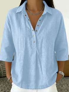 Cross-border EU/US Independent Station Amazon Summer New Women's Casual Loose Button-Down Shirt Blouse