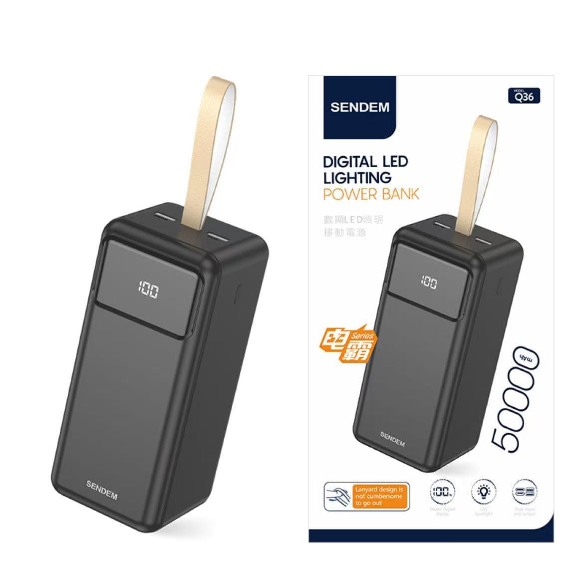 New multi-port large capacity 50000 mAh power bank digital display fast charging LED light mobile power supply powerban
