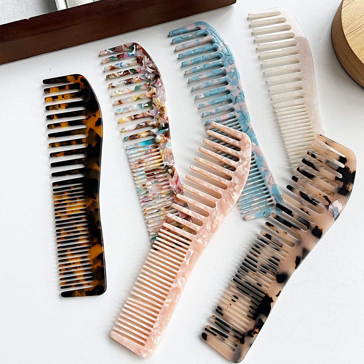 New Acetate Hair Comb 4mm Thick Dual-Use Hairbrush for Home Styling Fashionable Tortoiseshell Color