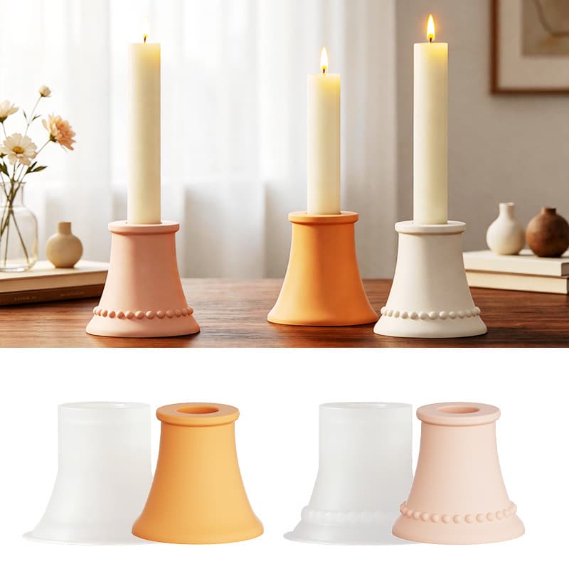 Ins Style Pearl Edge Candle Holder Silicone Mold DIY Aromatherapy Plaster Taper Candle Base Resin Mold